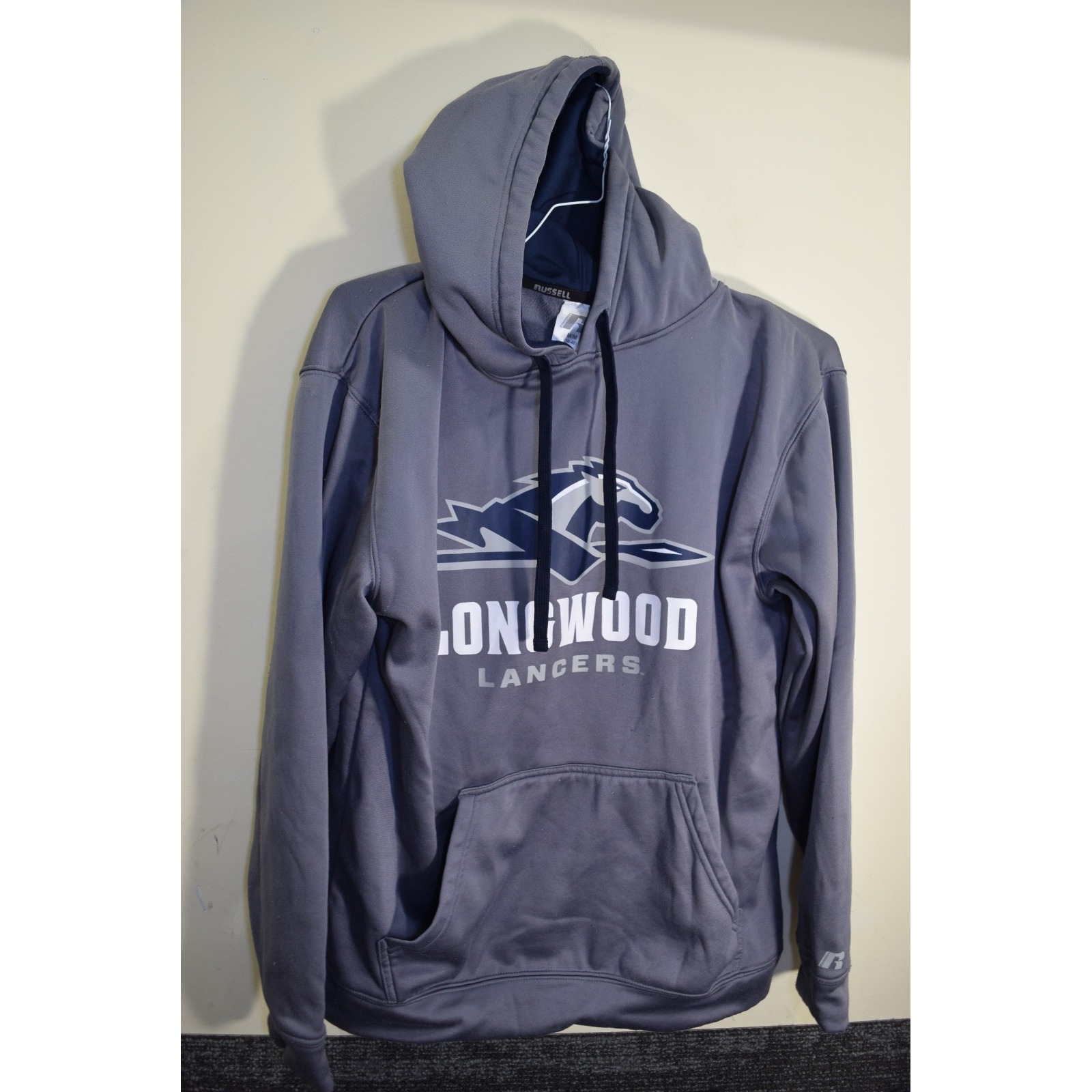 Longwood University Farmville Va Lancers Hoodie Spellout Logo Mens M Gray